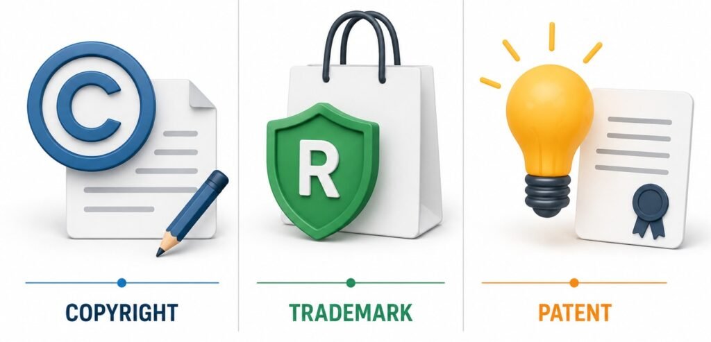 Copyright vs Trademark vs Patent